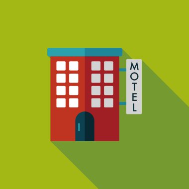 Bina motel düz simgesi ile uzun gölge, eps10