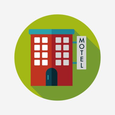 Bina motel düz simgesi ile uzun gölge, eps10