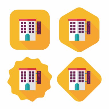 Bina motel düz simgesi ile uzun gölge, eps10