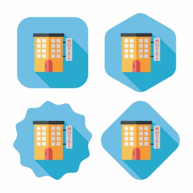 Bina motel düz simgesi ile uzun gölge, eps10