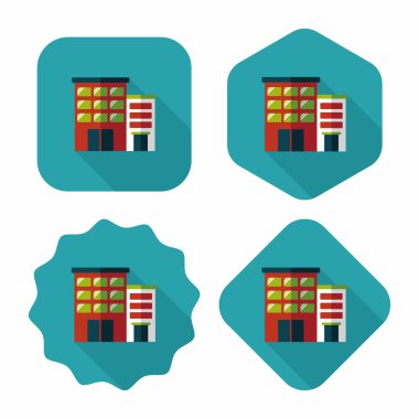 Bina daire düz simgesi ile uzun gölge, eps10