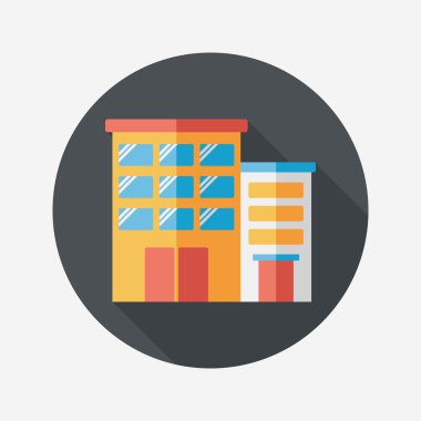 Bina daire düz simgesi ile uzun gölge, eps10