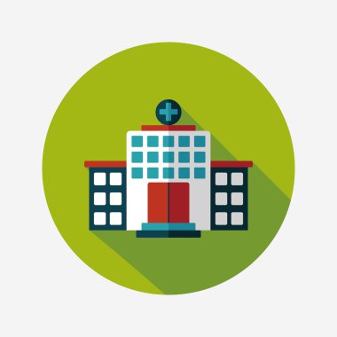 Hastane düz simgesi ile uzun gölge, eps10 bina