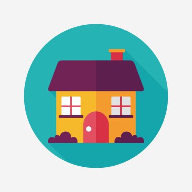 Bina evi uzun gölge, eps10 düz simgesiyle