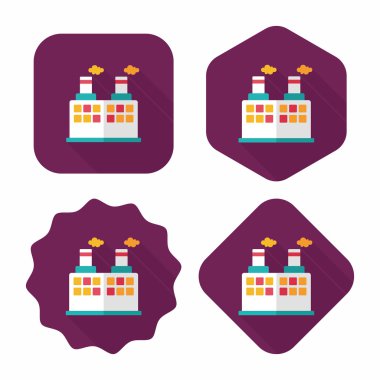 Bina Fabrika düz simgesi ile uzun gölge, eps10