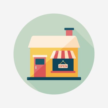 Bina Restoran düz simgesi ile uzun gölge, eps10