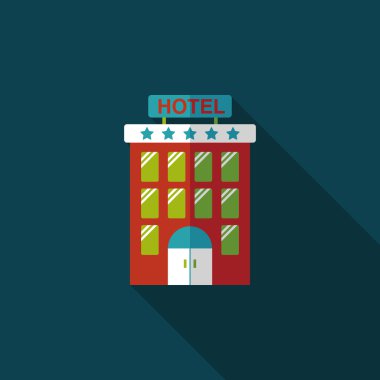 Bina otel düz simgesi ile uzun gölge, eps10