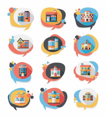 Bina konuşma balonu düz tasarım arka plan ayarlamak, eps10