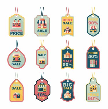 Bina etiketi düz tasarım arka plan ayarlamak, eps10