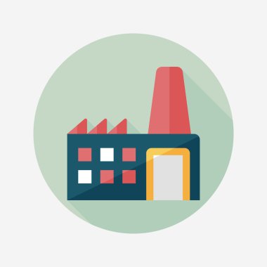 Bina Fabrika düz simgesi ile uzun gölge, eps10