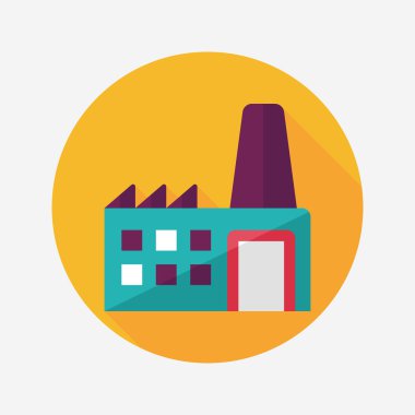 Bina Fabrika düz simgesi ile uzun gölge, eps10