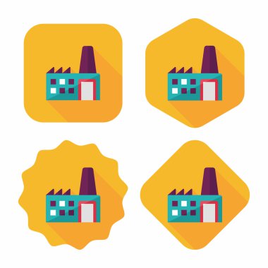 Bina Fabrika düz simgesi ile uzun gölge, eps10