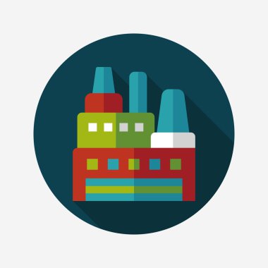 Bina Fabrika düz simgesi ile uzun gölge, eps10