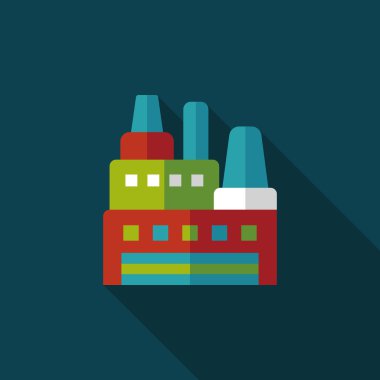 Bina Fabrika düz simgesi ile uzun gölge, eps10