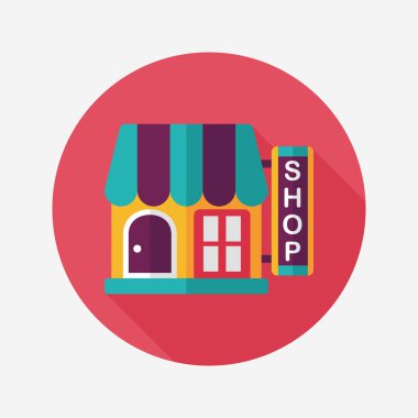 Bina dükkan mağaza düz simgesiyle uzun gölge, eps10