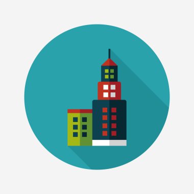 Uzun Gölge, eps10 ile ticari bina düz simgesi