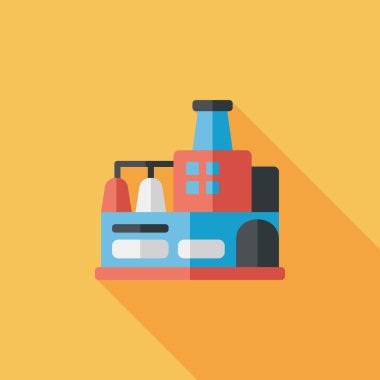 Bina Fabrika düz simgesi ile uzun gölge, eps10