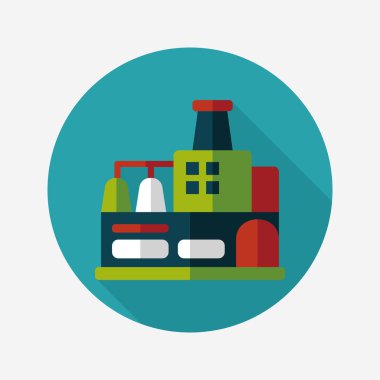 Bina Fabrika düz simgesi ile uzun gölge, eps10