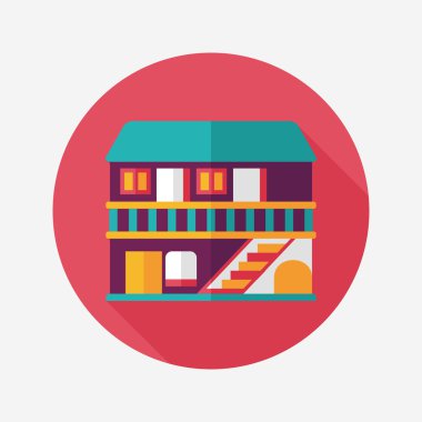 Bina evi uzun gölge, eps10 düz simgesiyle