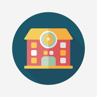 Polis karakoluna uzun gölge, eps10 düz simgesiyle