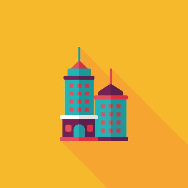 Uzun Gölge, eps10 ile ticari bina düz simgesi