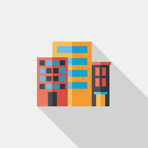 Edificio icono plano con sombra larga, eps10 — Vector de stock