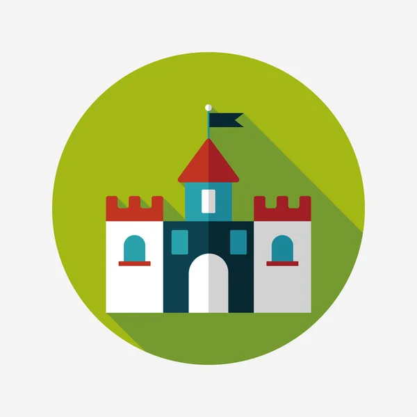 Edificio castello icona piatta con lunga ombra, eps10 — Vettoriale Stock