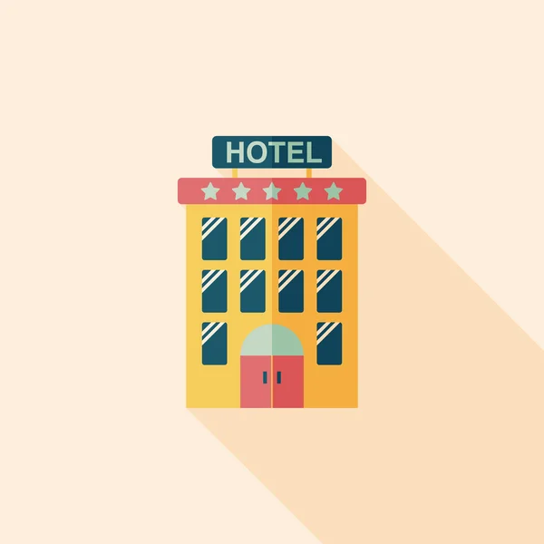 Gebouw hotel platte pictogram met lange schaduw, eps10 — Stockvector