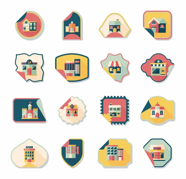 Building sticker flat design background set, eps10 — Stock Vector