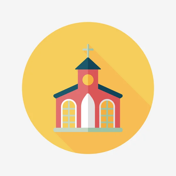 Bâtiment église icône plate avec ombre longue, eps10 — Image vectorielle