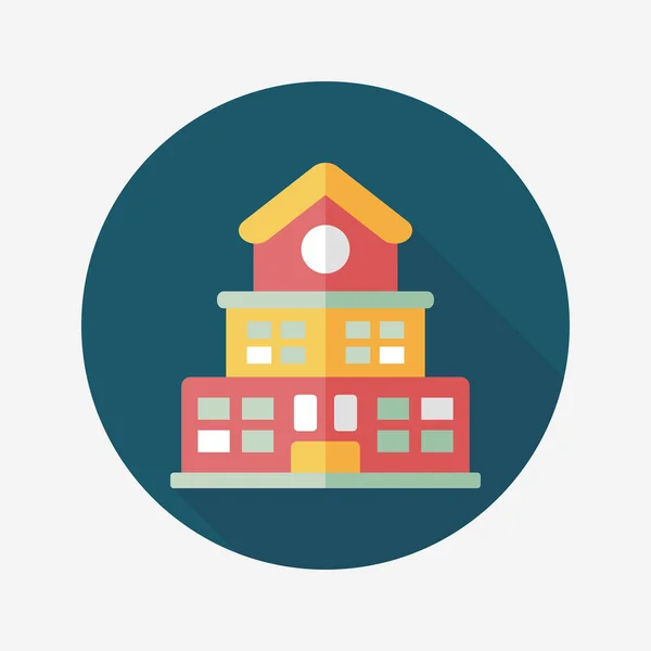 Building school flat icon with long shadow, eps10 — стоковый вектор