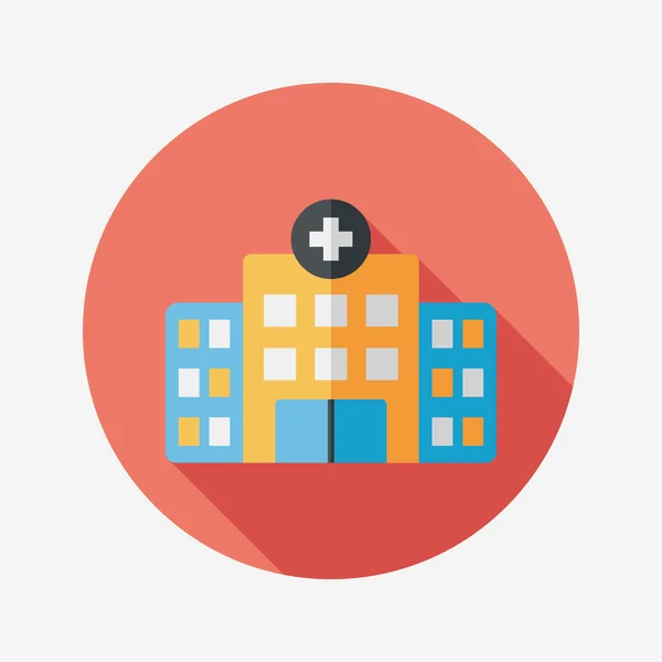 Building hospital flat icon with long shadow, eps10 — стоковый вектор