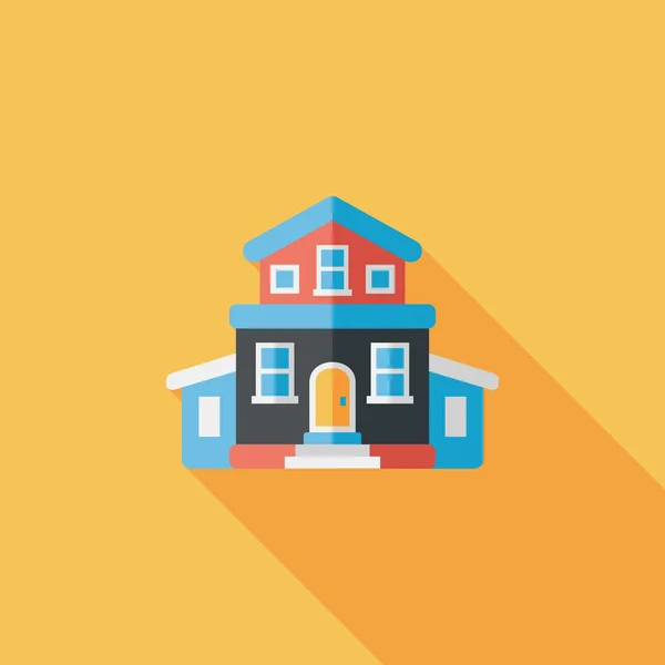 Building house flat icon with long shadow, eps10 — стоковый вектор