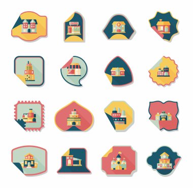 Bina etiketi düz tasarım arka plan ayarlamak, eps10