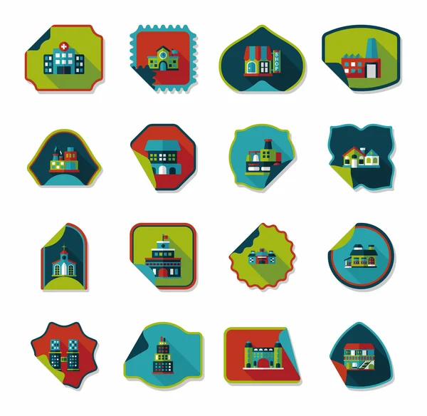 Building sticker flat design background set, eps10 — Stock Vector