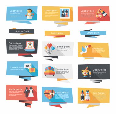 Düğün afiş düz tasarım arka plan ayarlamak, eps10