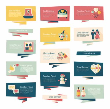 Düğün afiş düz tasarım arka plan ayarlamak, eps10