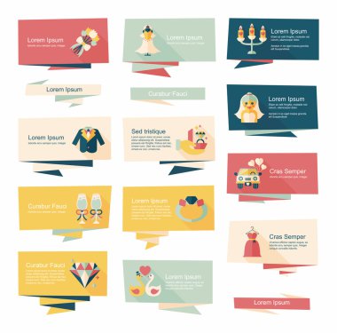 Düğün afiş düz tasarım arka plan ayarlamak, eps10