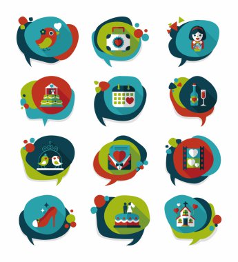 Düğün konuşma balonu düz tasarım arka plan ayarlamak, eps10