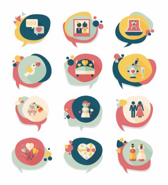 Düğün konuşma balonu düz tasarım arka plan ayarlamak, eps10