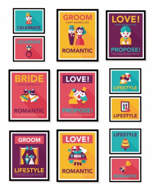 Düğün poster düz tasarım arka plan ayarlamak, eps10