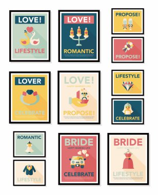 Düğün poster düz tasarım arka plan ayarlamak, eps10