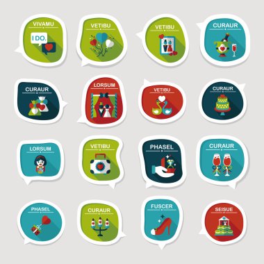 Düğün konuşma balonu düz tasarım arka plan ayarlamak, eps10