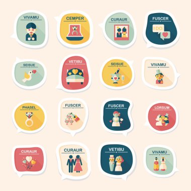 Düğün konuşma balonu düz tasarım arka plan ayarlamak, eps10