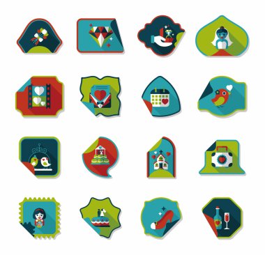 Düğün etiketi düz tasarım arka plan ayarlamak, eps10