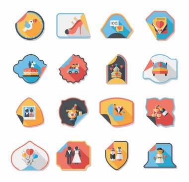 Düğün etiketi düz tasarım arka plan ayarlamak, eps10