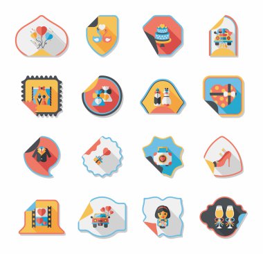 Düğün etiketi düz tasarım arka plan ayarlamak, eps10