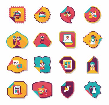 Düğün etiketi düz tasarım arka plan ayarlamak, eps10