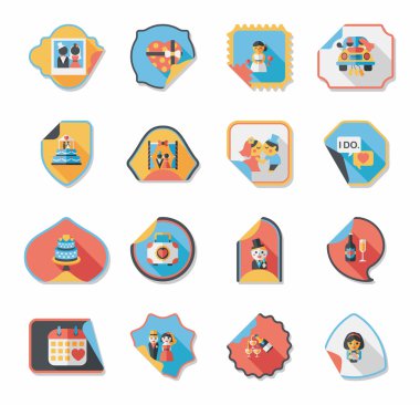 Düğün etiketi düz tasarım arka plan ayarlamak, eps10