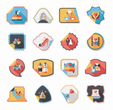 Düğün etiketi düz tasarım arka plan ayarlamak, eps10